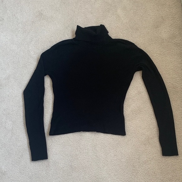 Dynamite Elegant Black Turtleneck Sweater with Open Back - Picture 1 of 5
